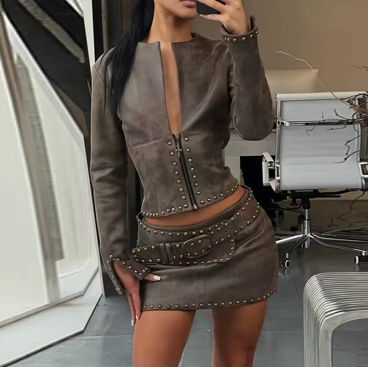 Street Style Jacket Skirt Set