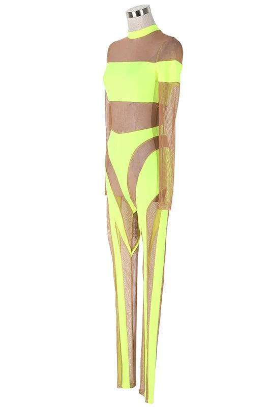 POP ROX LIME CUTOUT JUMPSUIT