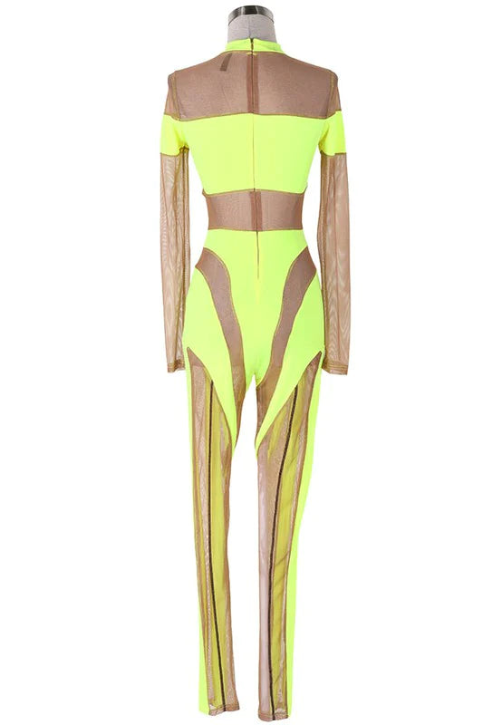 POP ROX LIME CUTOUT JUMPSUIT