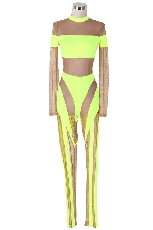 POP ROX LIME CUTOUT JUMPSUIT