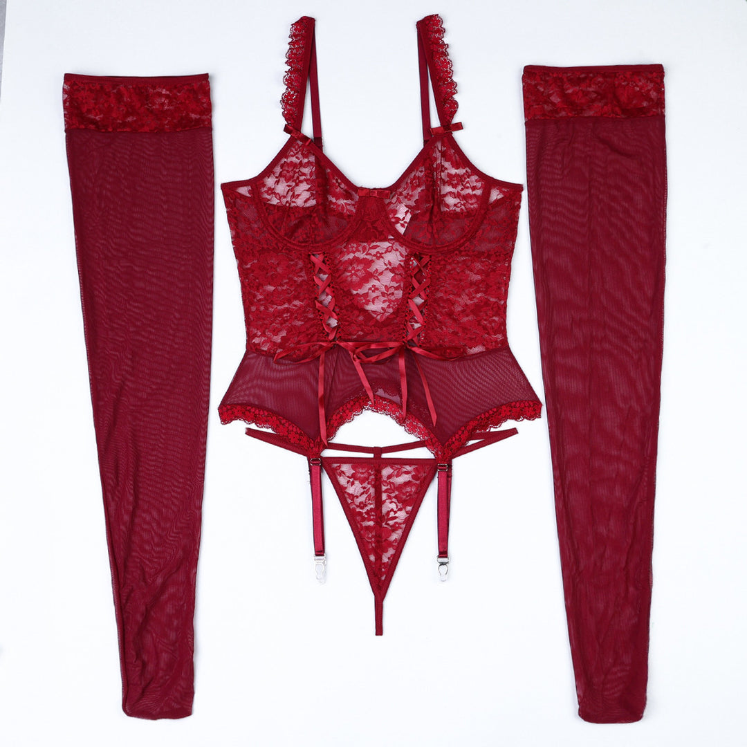 lace hollow sexy Lingerie two-piece set