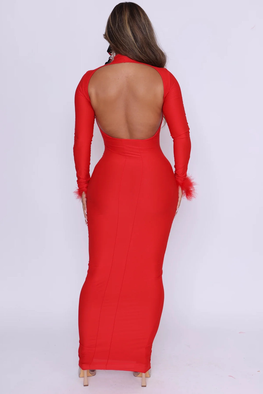 GABRIELLA RED BACKLESS MAXI DRESS