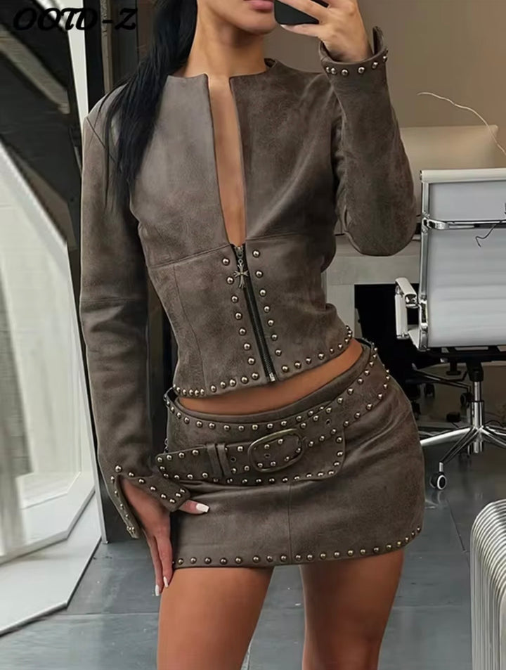 Street Style Jacket Skirt Set