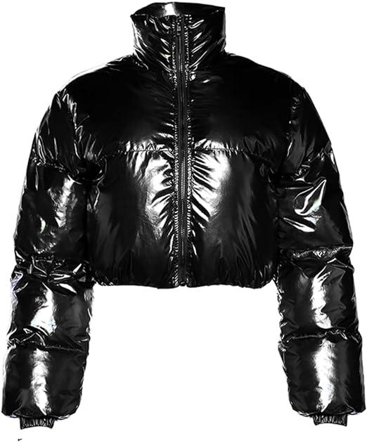 CASSIE METALLIC CROPPED PUFFER JACKET