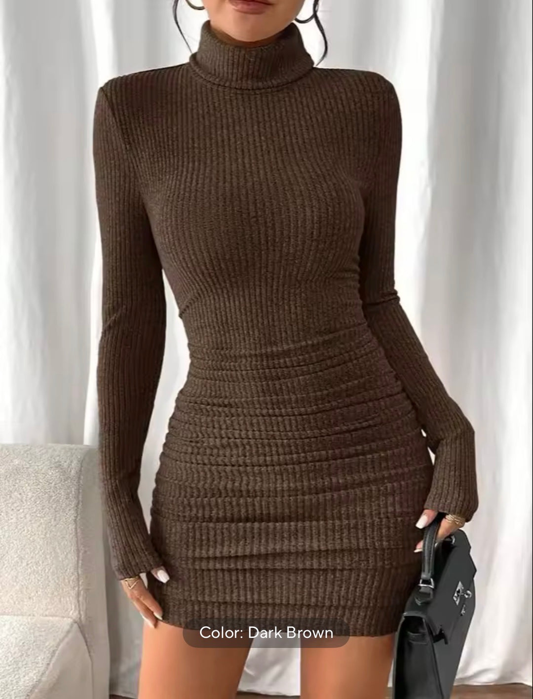 BAYLEE High Neck Long Sleeve Mini Dress