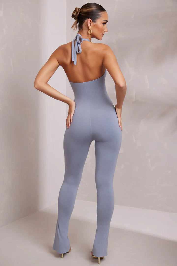 KEAVA Halter Neck Plunge Jumpsuit