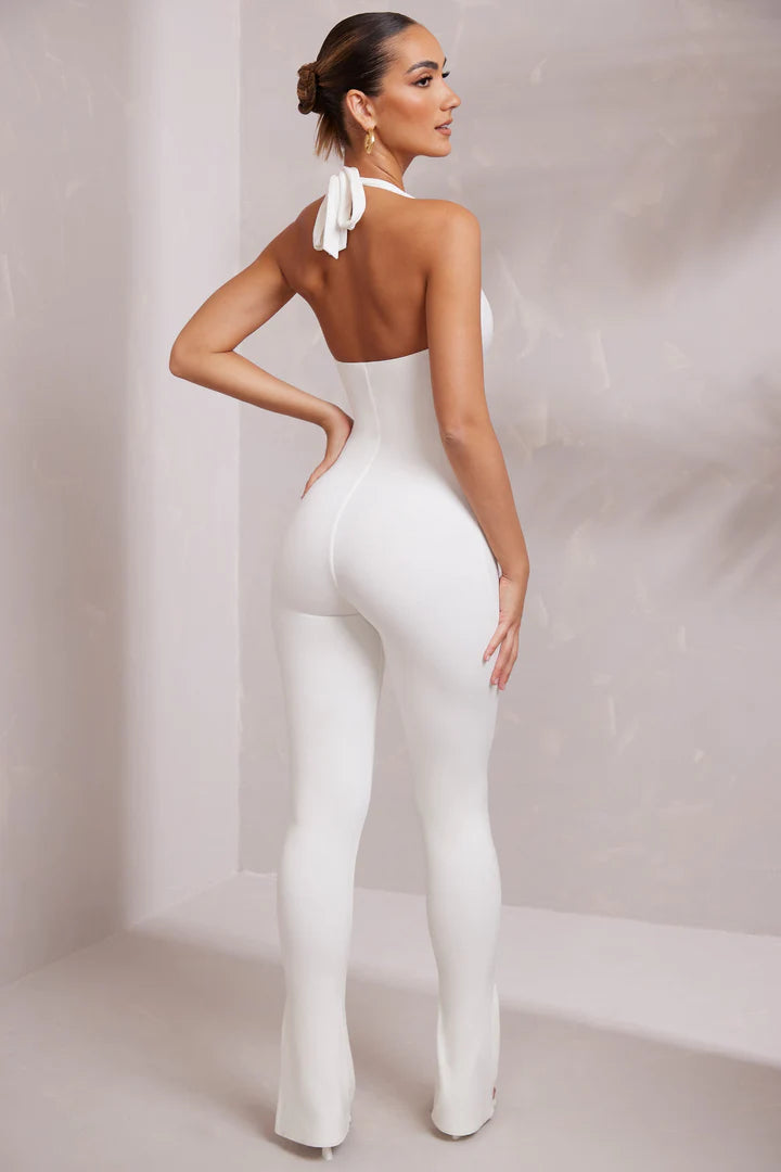 KEAVA Halter Neck Plunge Jumpsuit