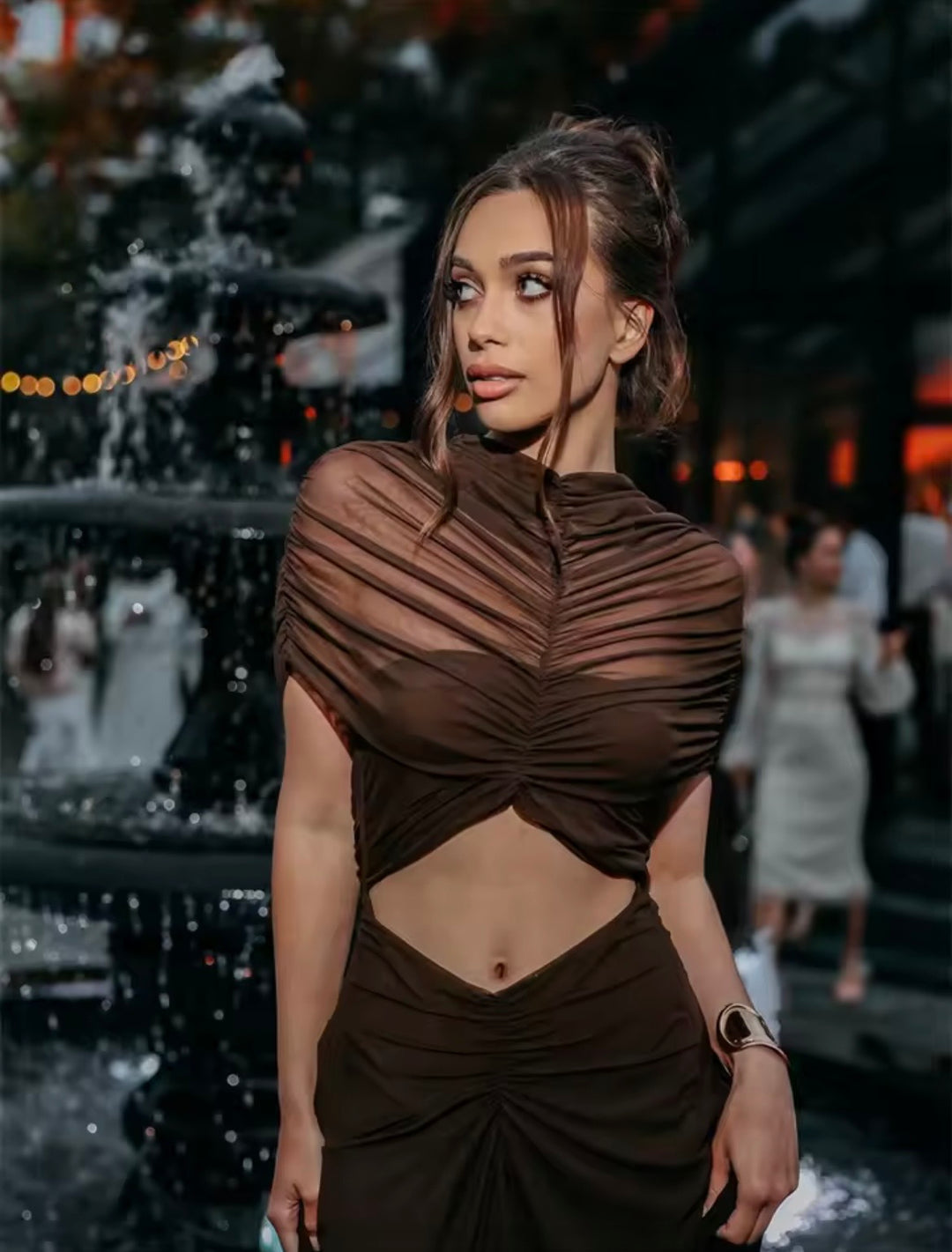 Classy Peak A Boo Ruched Dress