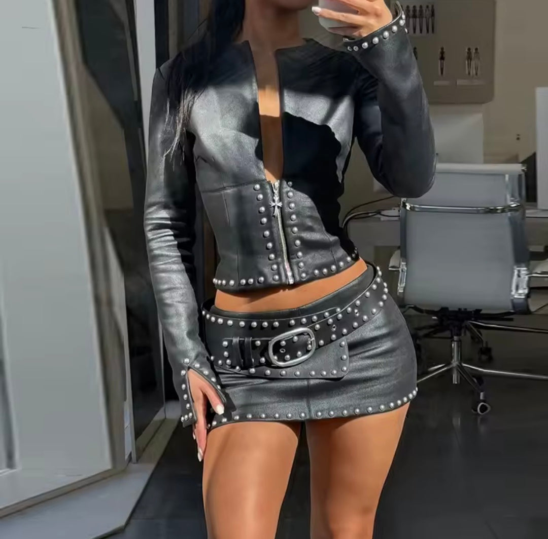 Street Style Jacket Skirt Set