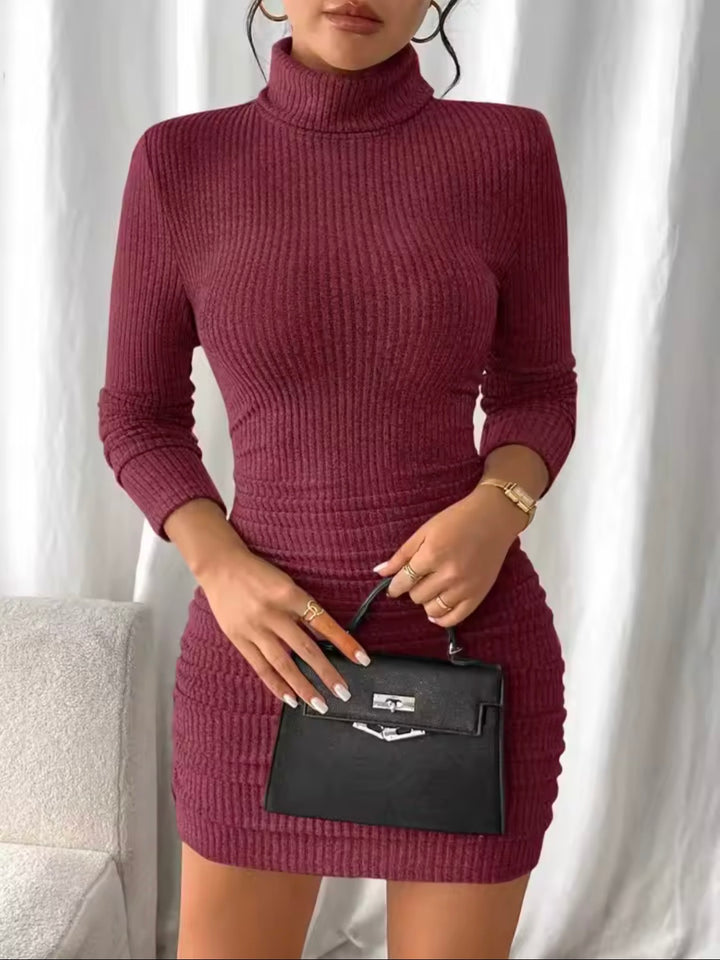 BAYLEE High Neck Long Sleeve Mini Dress