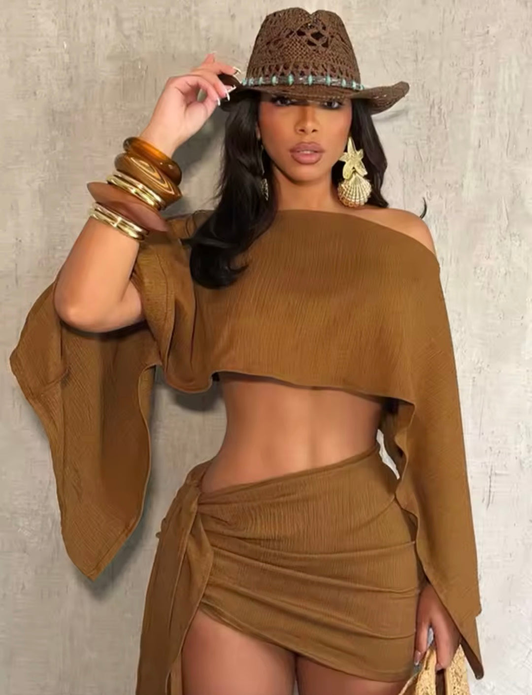 Gorgeous Off The Shoulder Skirt Set
