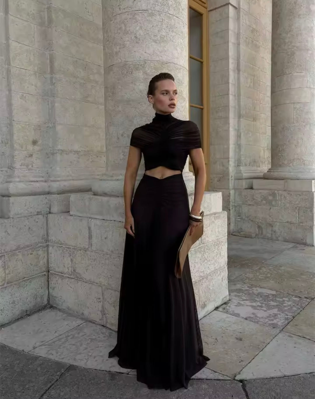 Classy Peak A Boo Ruched Dress