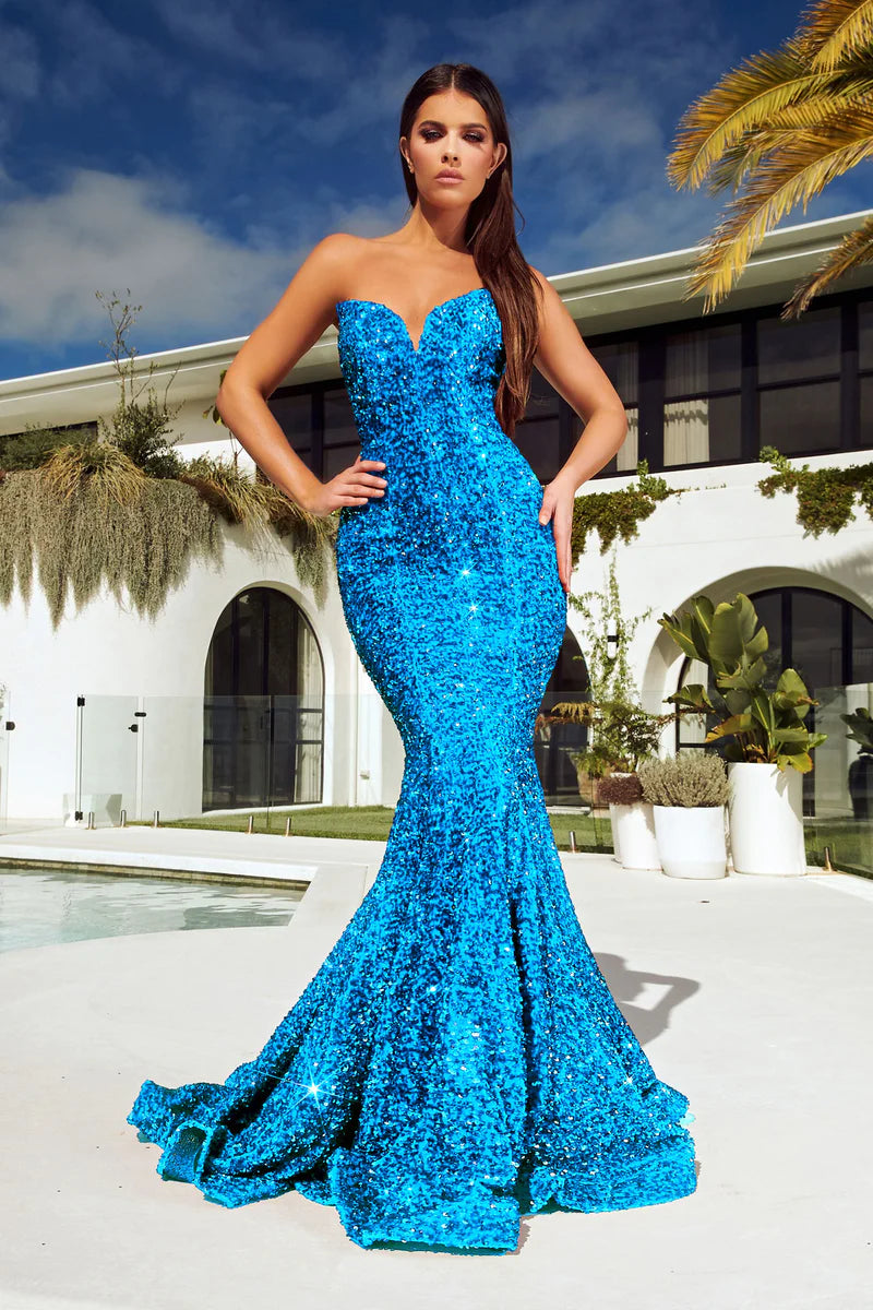 MARLYN SLEEVELESS MERMAID SPARKLE GOWN