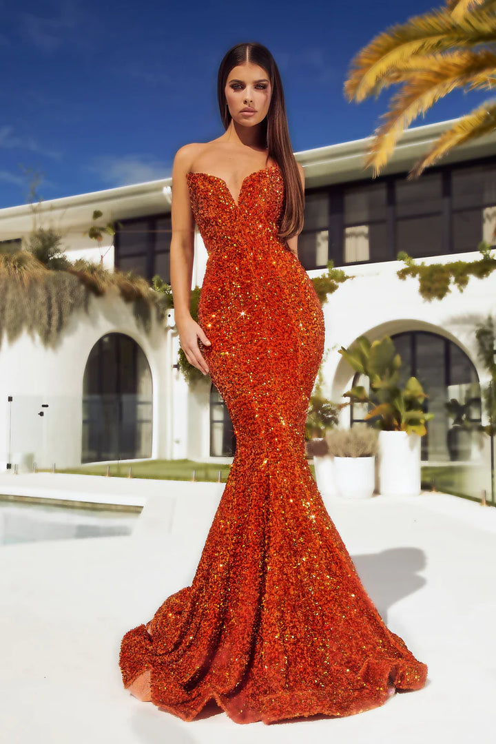 MARLYN SLEEVELESS MERMAID SPARKLE GOWN