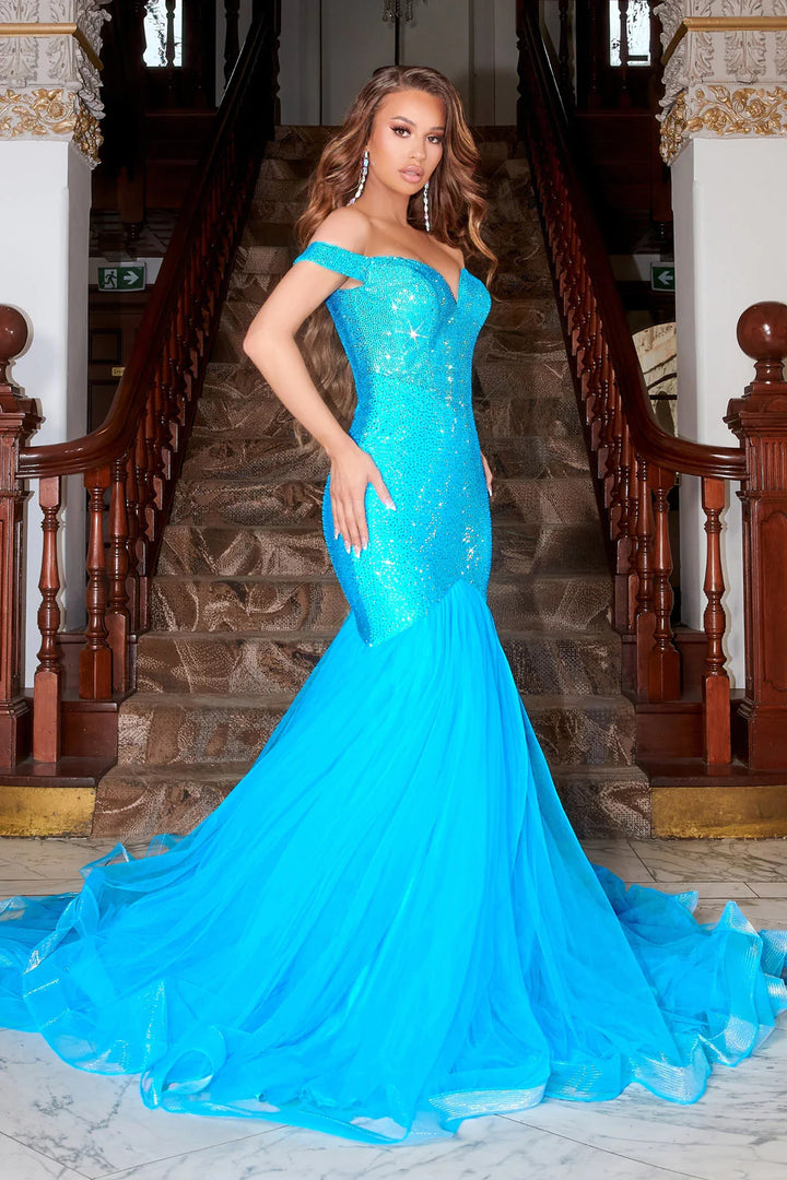 REBECCA MERMAID TULLE TRAIN GOWN