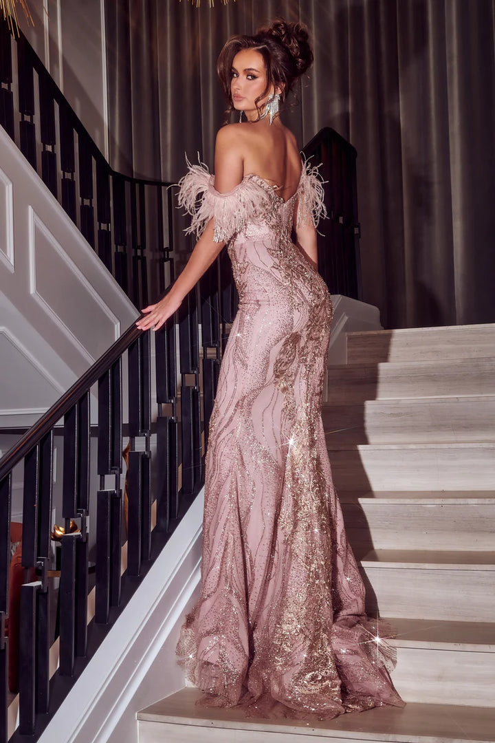 SCARLETT OFF THE SHOULDER FEATHER GOWN