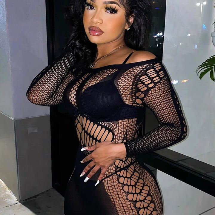 Fishnet Clubwear Party Dress