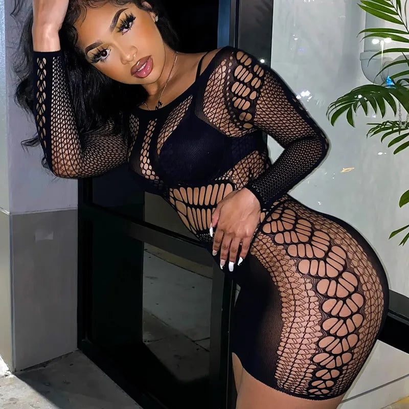 Fishnet Clubwear Party Dress