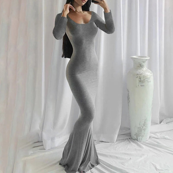 Sexy Skin Tight Cami Maxi Dress Long Sleeve Knitted Dress