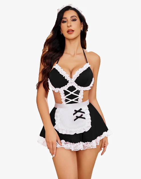 Costumes Lingerie Set Lace Maid Outfit (3Pcs)