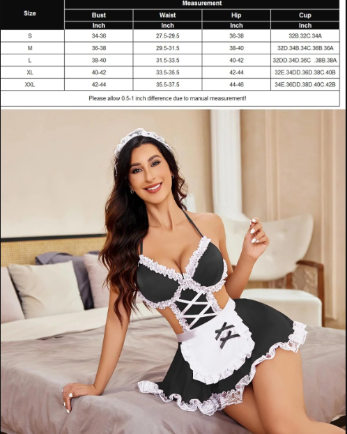 Costumes Lingerie Set Lace Maid Outfit (3Pcs)