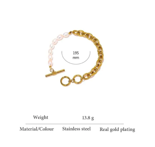 Pearl Toggle-Clasps Chain Bracelet