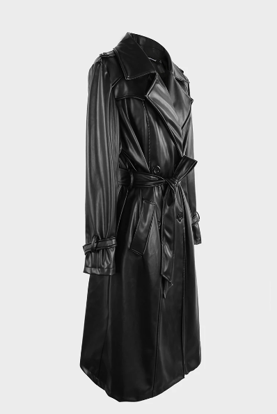 Madison Faux Leather Trench Coat