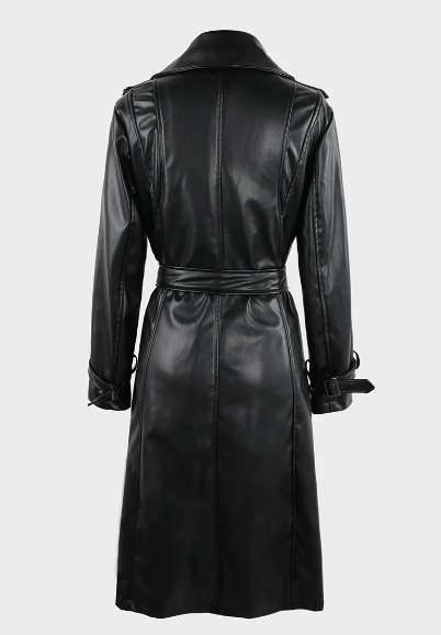 Madison Faux Leather Trench Coat