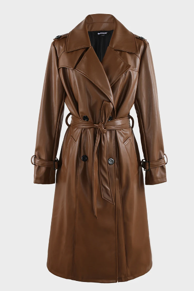 Madison Faux Leather Trench Coat