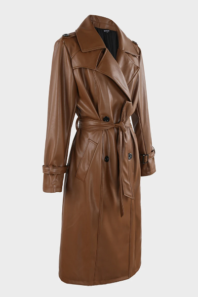 Madison Faux Leather Trench Coat