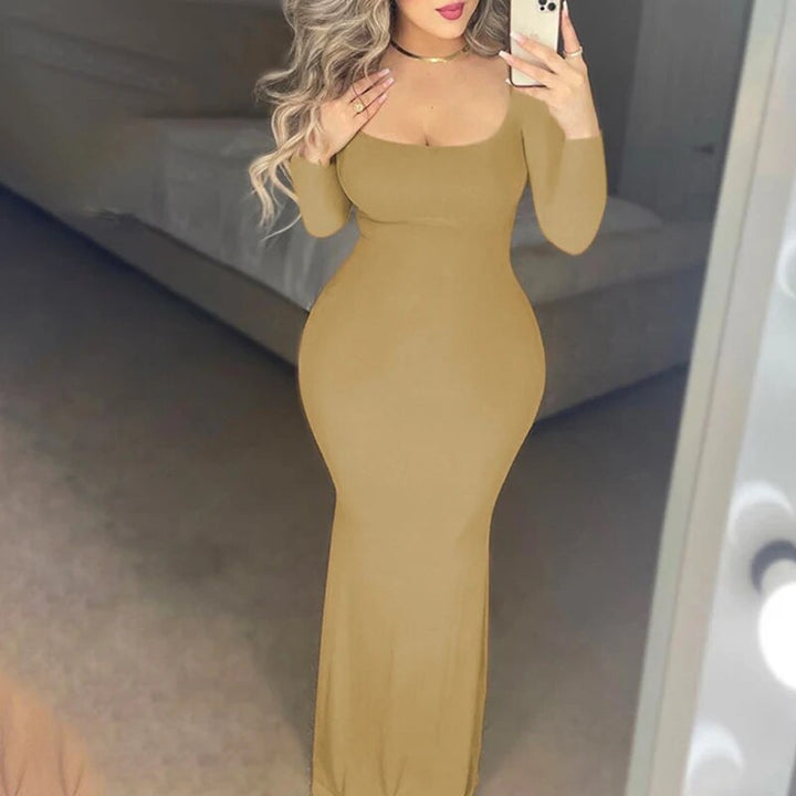 Sexy Skin Tight Cami Maxi Dress Long Sleeve Knitted Dress