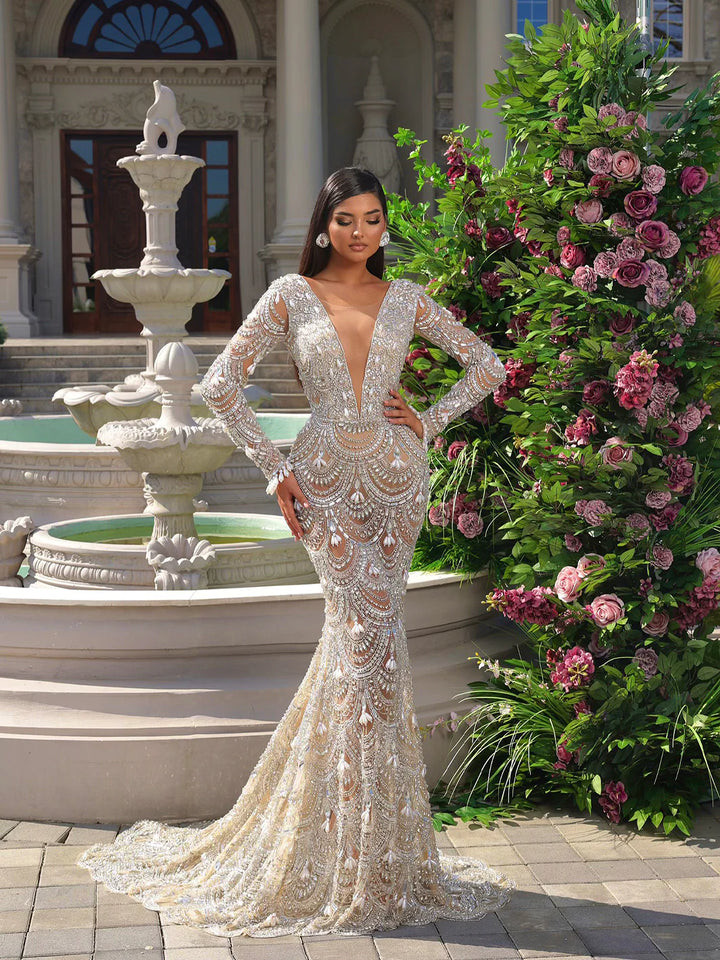 ESMERALDA BEAUTIFULLY EMBELLISHED RHINESTONE MERMAID GOWN