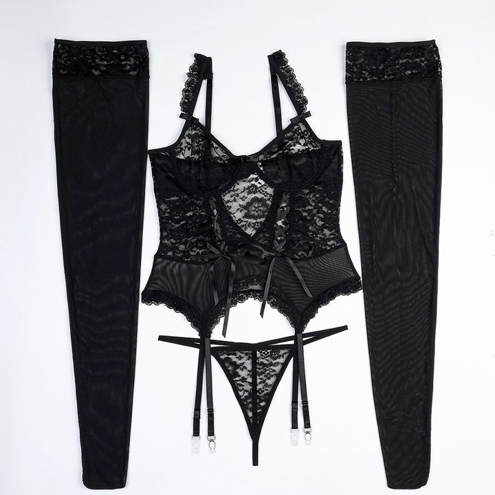 lace hollow sexy Lingerie two-piece set