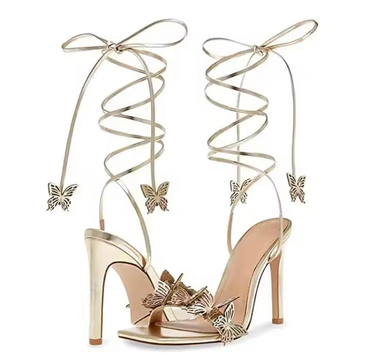 Butterfly Gold Heels