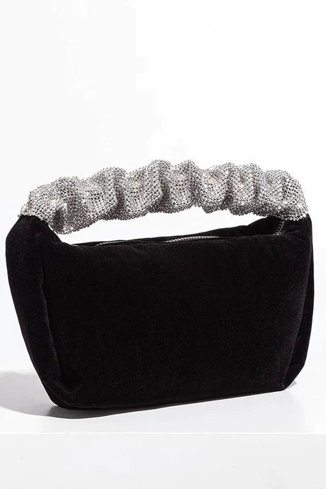 SASHA VELVET RHINESTONE STRAP CLUTCH