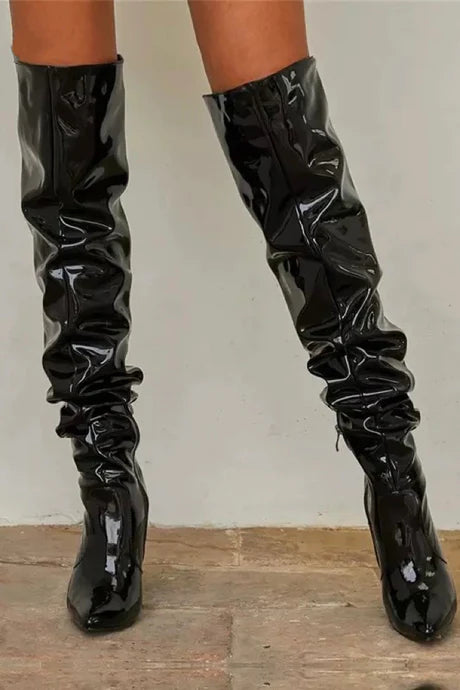 ARDEN PATENT LEATHER OVER THE KNEE BOOTS