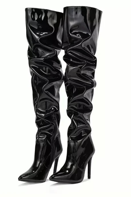 ARDEN PATENT LEATHER OVER THE KNEE BOOTS