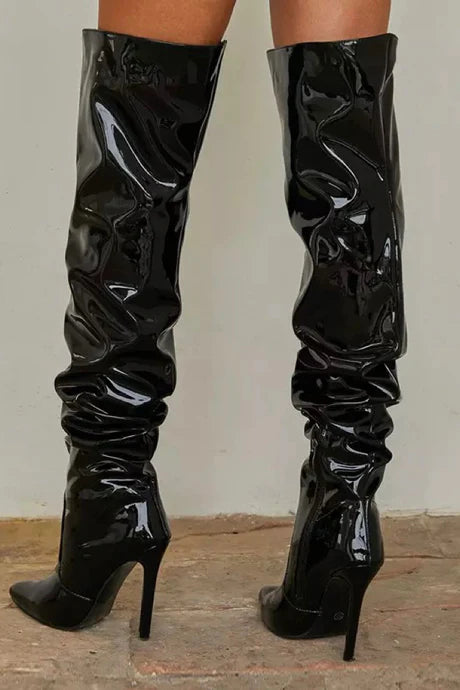 ARDEN PATENT LEATHER OVER THE KNEE BOOTS