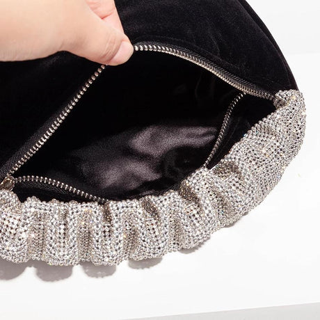 SASHA VELVET RHINESTONE STRAP CLUTCH