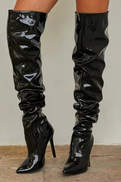 ARDEN PATENT LEATHER OVER THE KNEE BOOTS