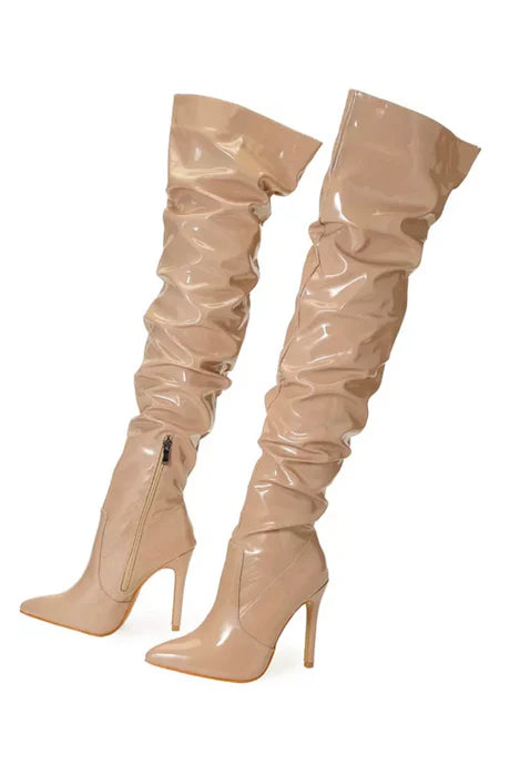 ARDEN PATENT LEATHER OVER THE KNEE BOOTS