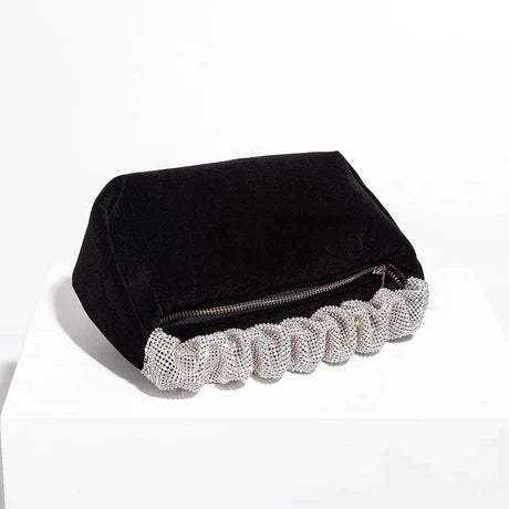 SASHA VELVET RHINESTONE STRAP CLUTCH