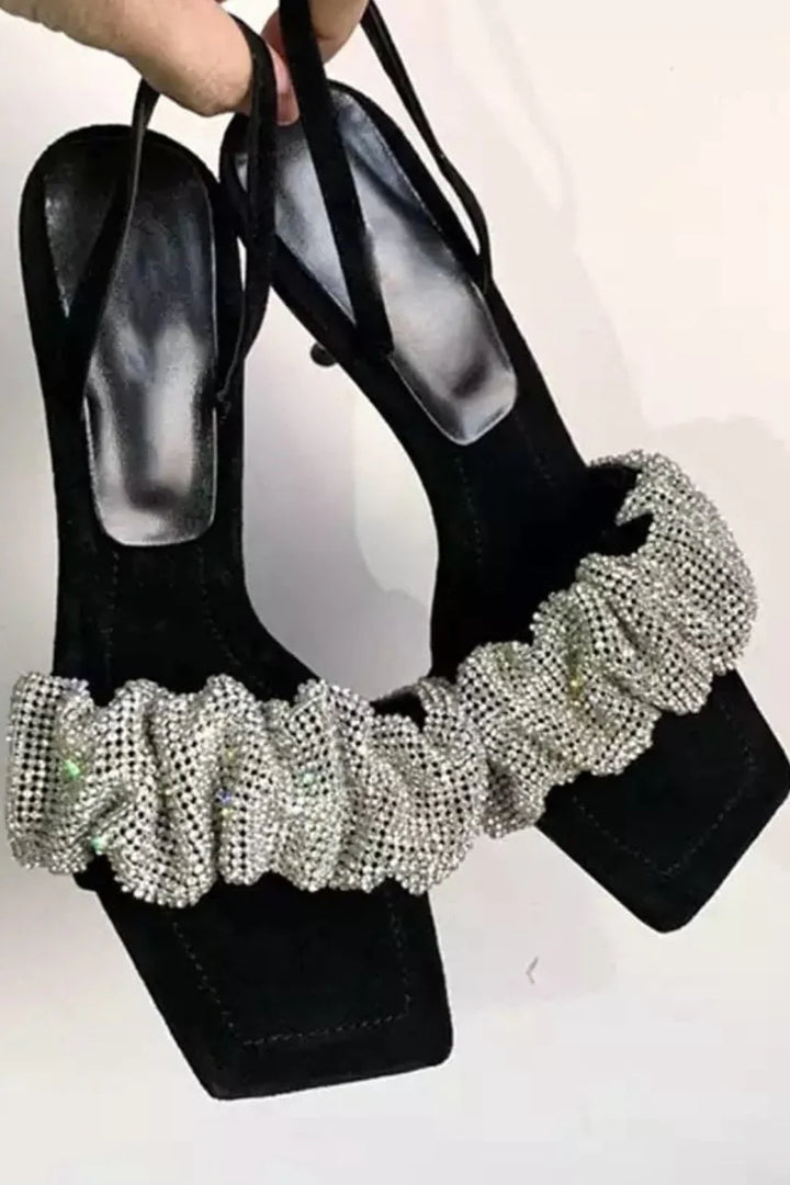 JULIE SCRUNCHIE CRYSTAL SANDALS