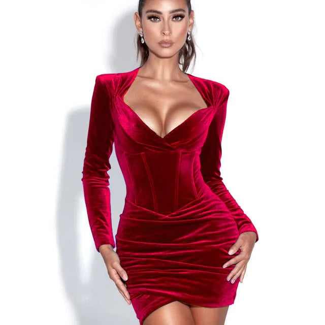 Velvet Bodycon Cocktail Dress